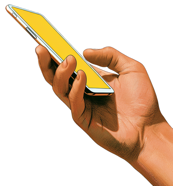 A hand holding a phone to scan a QR code