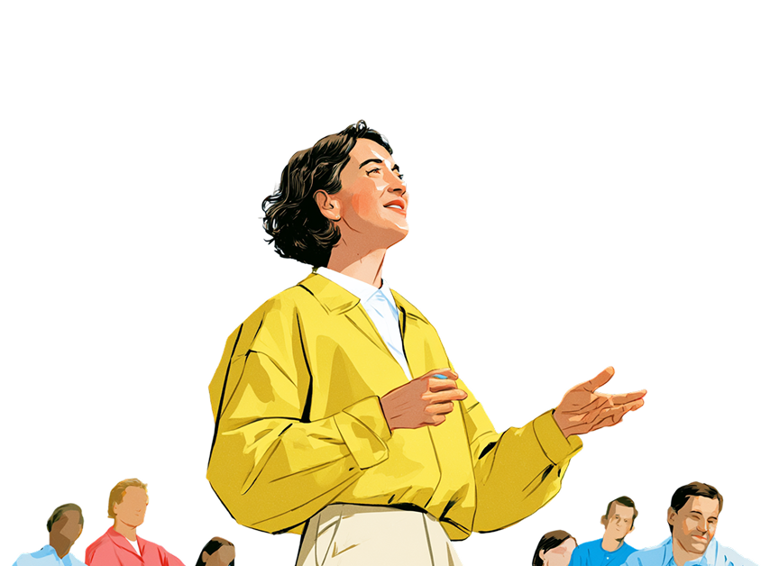 A confident presenter captivating an audience
